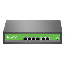 DSP204F-2F-T80 DSP204F-2F-T80 V1 (L2) 6х100Мбит/с 4PoE 4PoE+ 80W. Коммутатор с питанием по PoE. Digma
