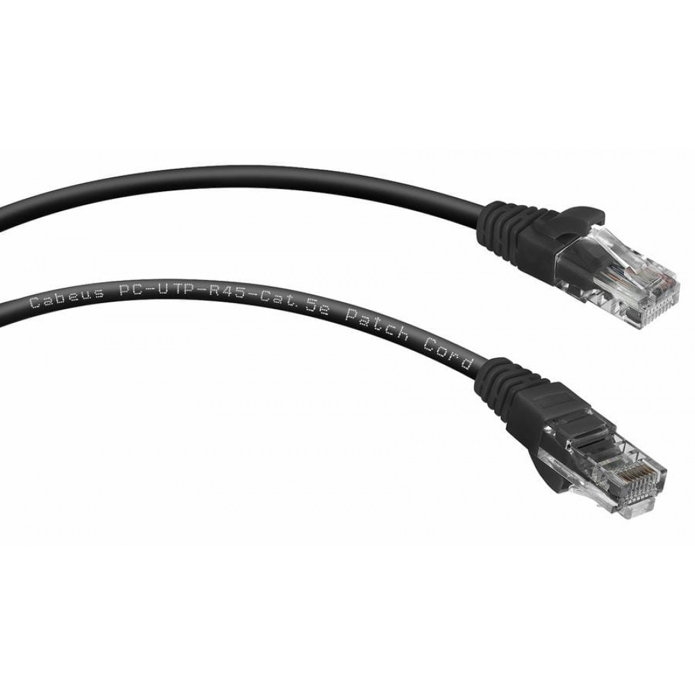 PC-UTP-RJ45-Cat.5e-0.15m-BK (8990c), чёрный. Патч-корд медный. CABEUS