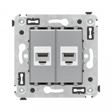Розетка RJ-45 в стену, кат.5E, Avanti, двойная, закаленная сталь (4404664). Розетка компьютерная. ДКС