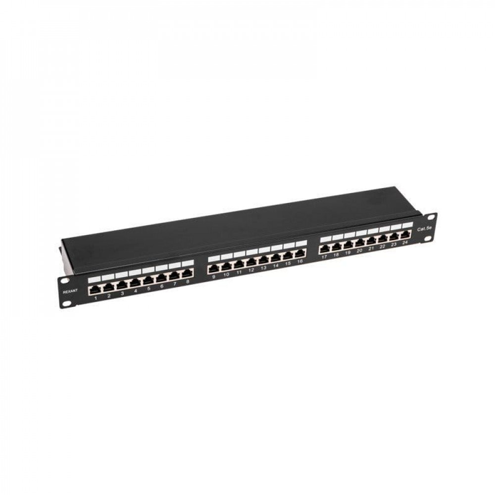 Панель коммутационная 19, 1U, 24 порта, STP, RJ-45, CAT 5e REXANT PRO (02-0041). Патч-панель 19. Rexant