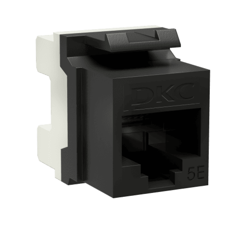 Модуль Keystone RJ45 CAT5E, 180 градусов, черный (RNK5EU180BK). Модуль неэкранированный. ДКС