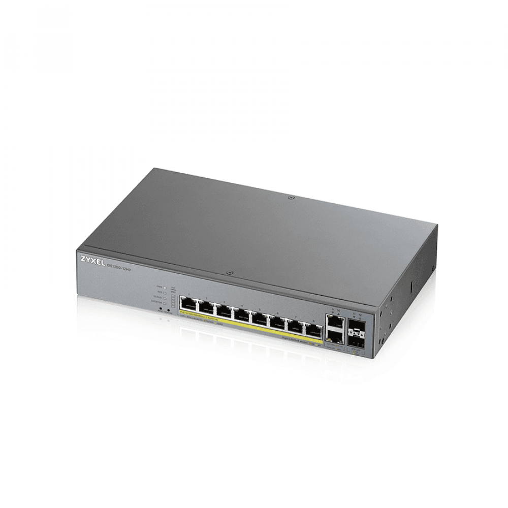 GS1350-12HP-EU0101F. Коммутатор сетевой PoE управляемый L2. ZYXEL