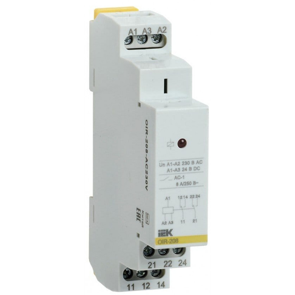 Реле промежуточное модульное OIR 2 контакта 8А 230В AC (OIR-208-AC230V). Реле промежуточное модульное. IEK