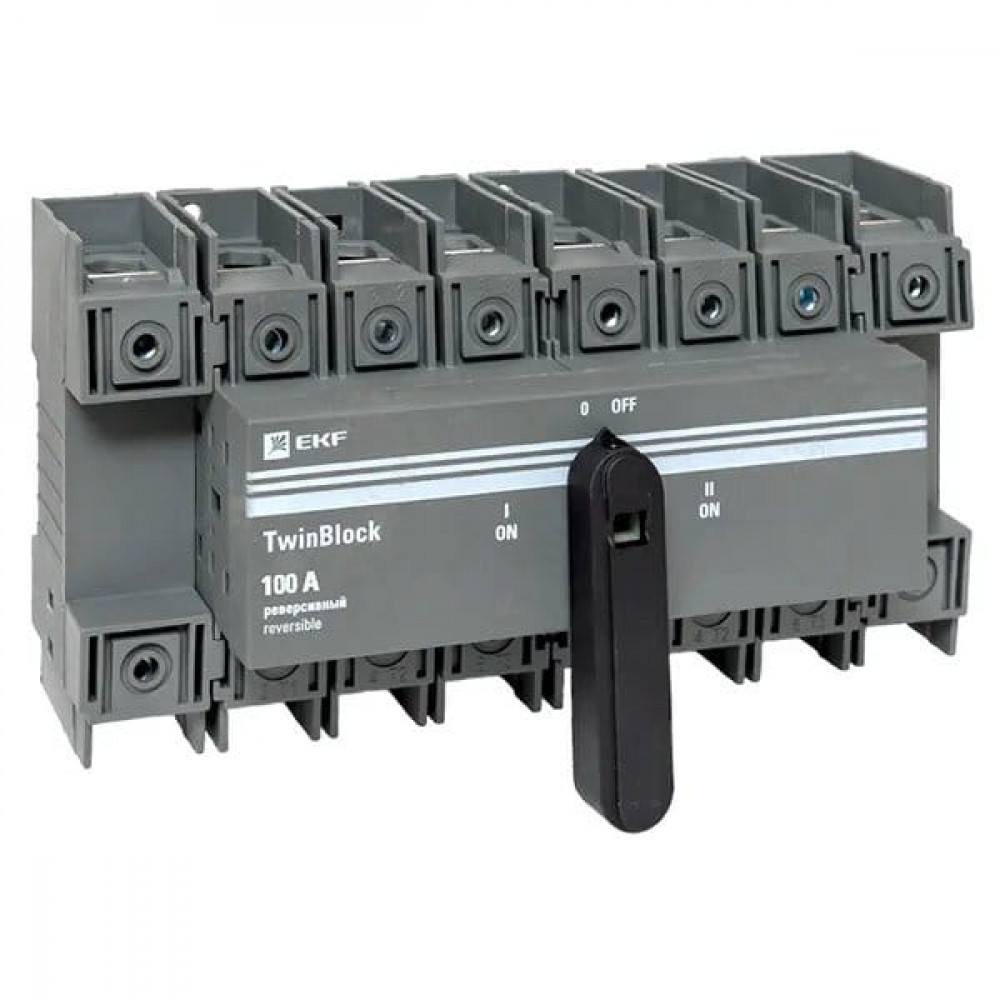 Рубильник 100A 4P реверсивный с рукояткой для прямой установки TwinBlock (tb-s-100-4p-rev). Рубильник. EKF