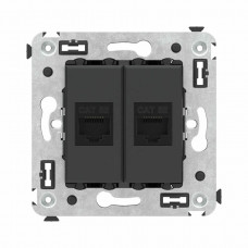 Розетка RJ-45 в стену, кат.5E, Avanti, двойная, черный матовый (4412664). Розетка компьютерная. ДКС