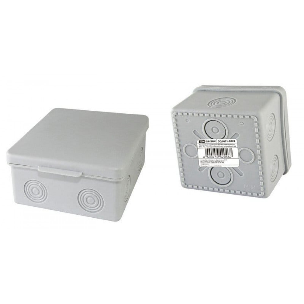 Коробка ОП 80х80х50мм, крышка, IP54, 7вх., без гермовводов (SQ1401-0822). Распаячная коробка. TDM ЕLECTRIC