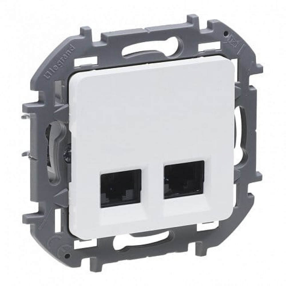 Inspiria розетка компьютерная двойная RJ45, 5e UTP, скрытой установки, белая (673835). Розетка компьютерная. IEK