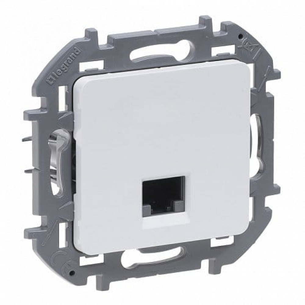Inspiria розетка компьютерная RJ45, 5e UTP, скрытой установки, белая (673825). Розетка компьютерная. IEK