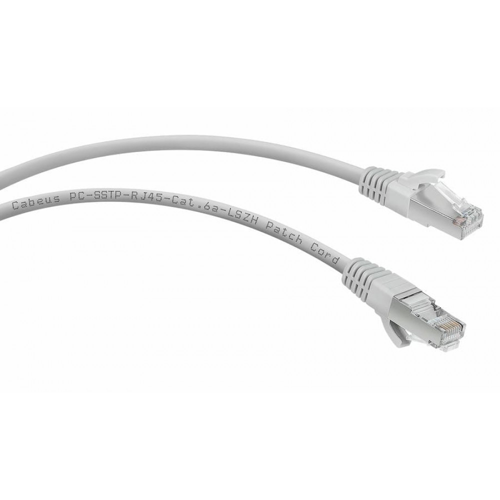 PC-SSTP-RJ45-Cat.6a-1m-LSZH (7901c), серый. Патч-корд медный. CABEUS