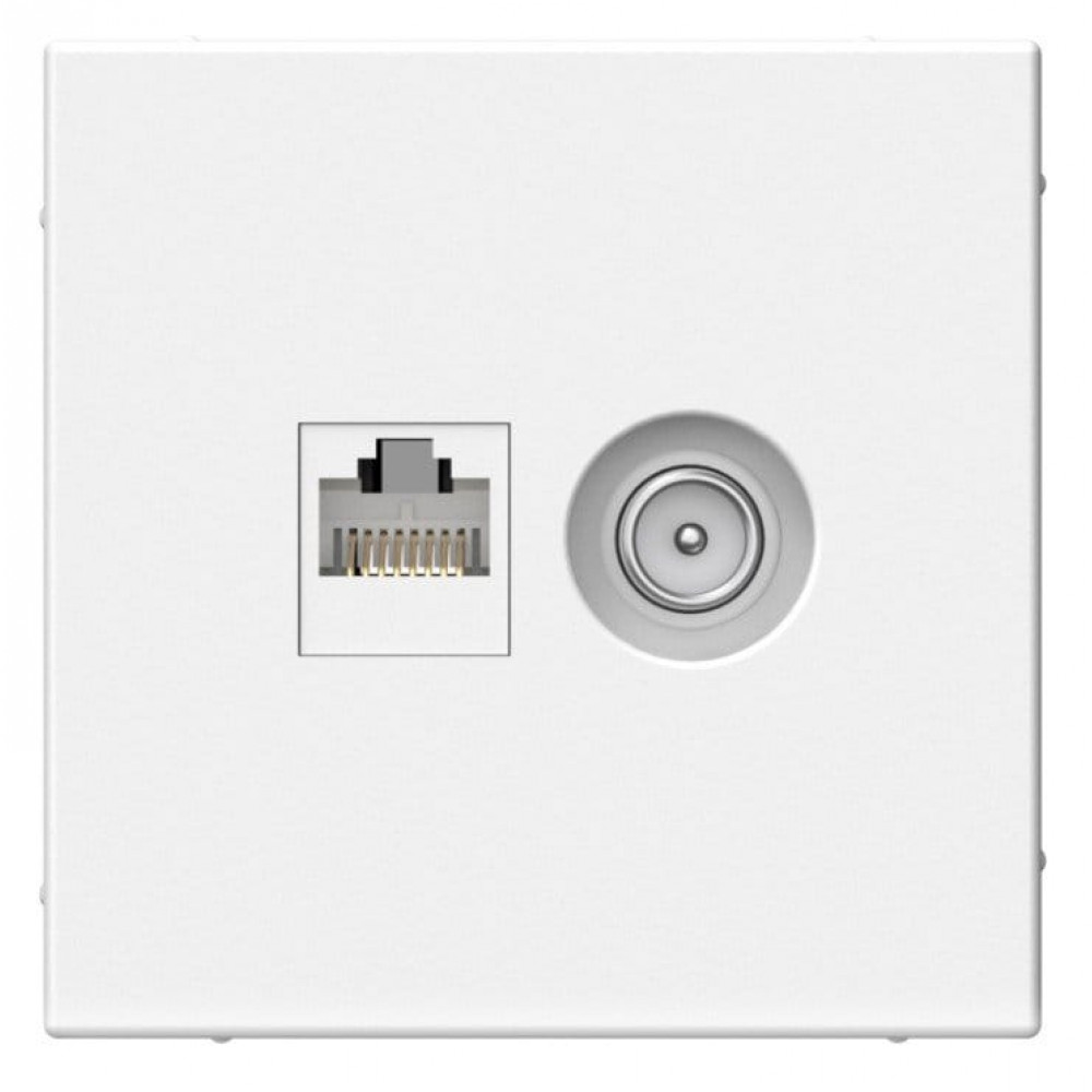 ArtGallery розетка двойная RJ45+TV, кат. 5Е, скрытой установки, механизм, белый (GAL000189). Розетка компьютерная + TV. Systeme Electric