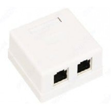 WS-RJ45-8P8C-5e-2P (201-012). Розетка компьютерная накладная RJ-45 (8Р8С) кат.5e двойная. ПожТехКабель