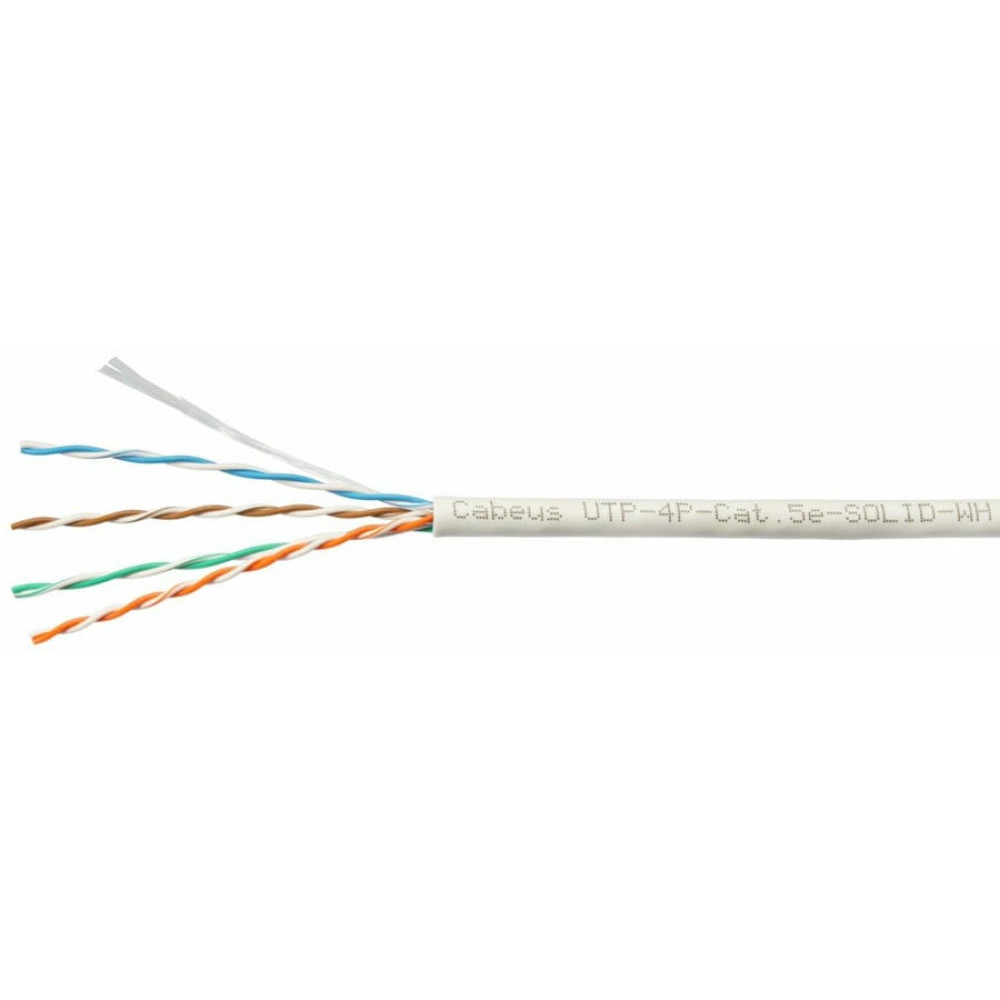 UTP-4P-Cat.5e-SOLID-WH-100 (7471c-5). Кабель «витая пара» (LAN) для структурированных систем связи. CABEUS