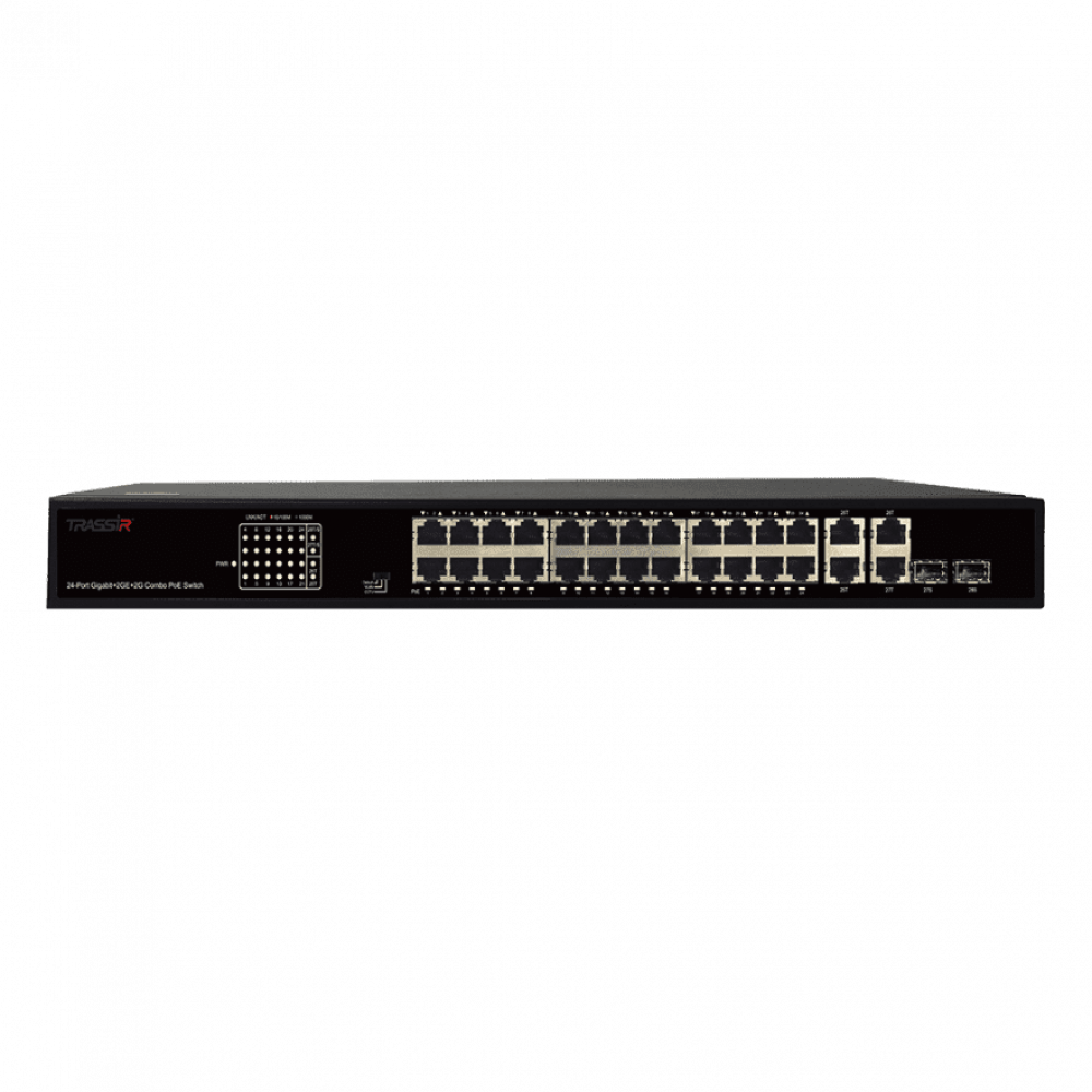 TR-NS14282C-370-24POE. Коммутатор с PoE. Trassir