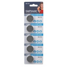 CR2032 GoPower, упак. 5 шт., БЛИСТЕР. Литиевый элемент питания. GoPower