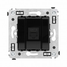 Розетка RJ-45 в стену, кат.6E, Avanti, одинарная, черный квадрат (4402693). Розетка компьютерная. ДКС