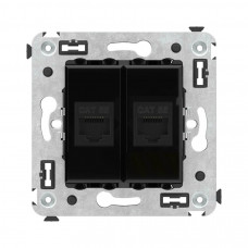 Розетка RJ-45 в стену, кат.5E, Avanti, двойная, черный квадрат (4402664). Розетка компьютерная. ДКС
