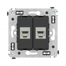 Розетка RJ-45 в стену, кат.6E, Avanti, двойная, черная матовая (4412764). Розетка компьютерная. ДКС