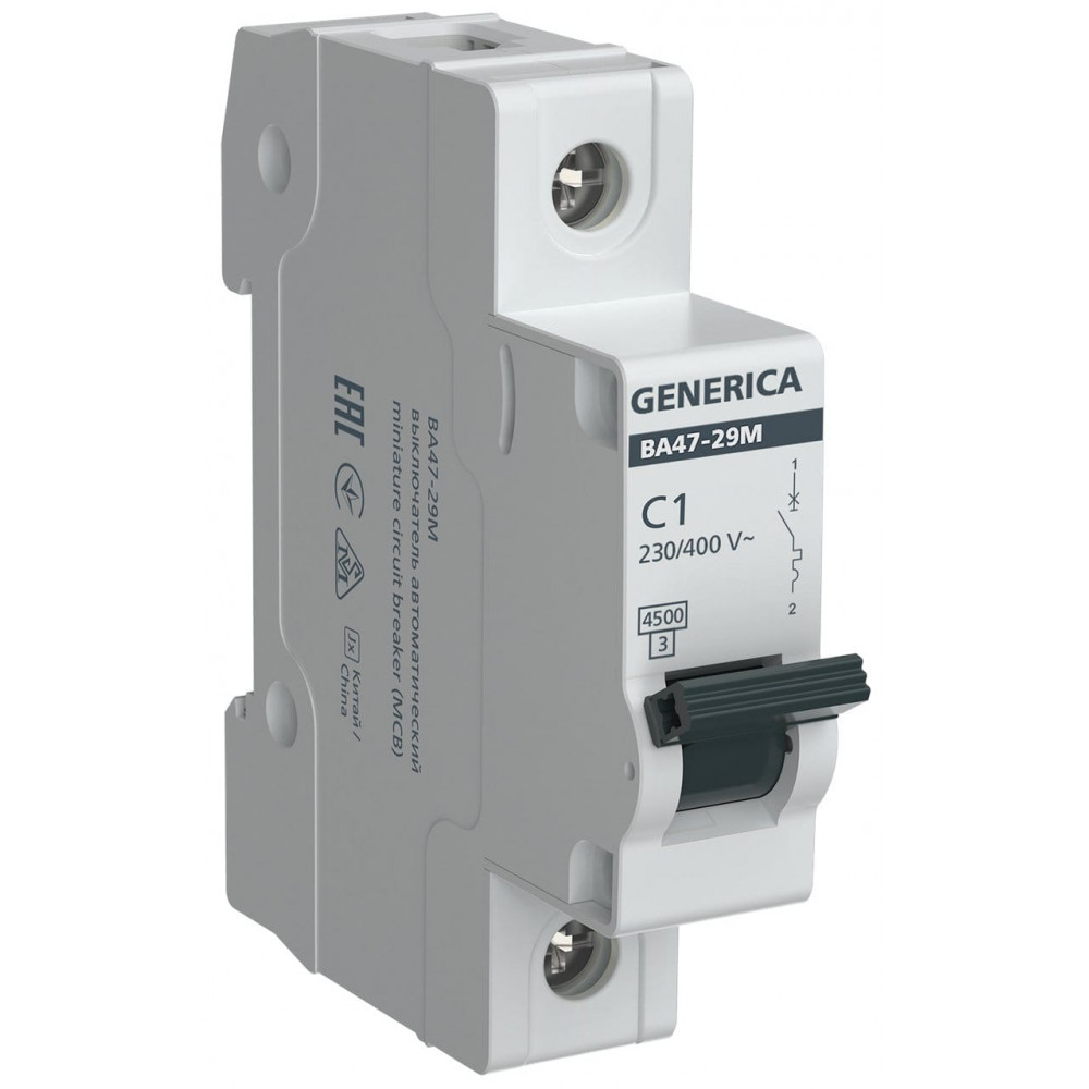 GENERICA ВА47-29М 1P 1А 4,5кА C (MVA21-1-001-C-G). Автоматический выключатель. IEK