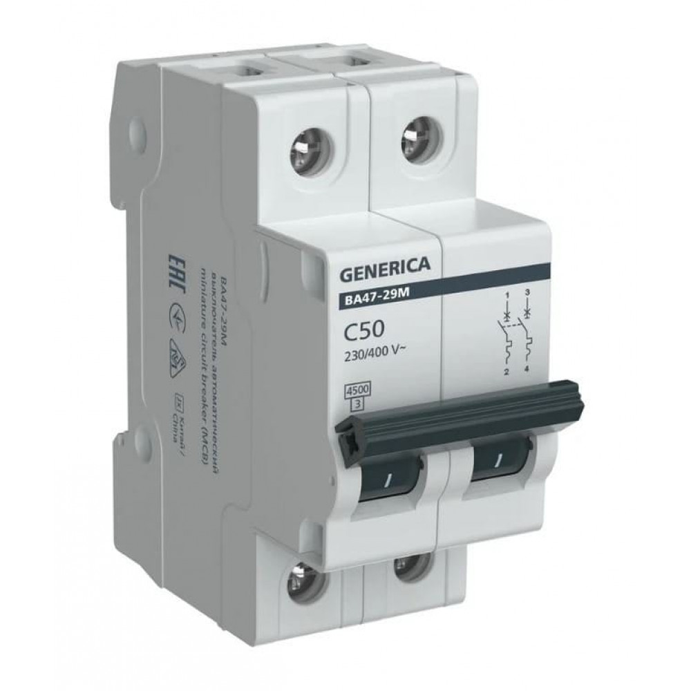 GENERICA ВА47-29М 2P C 50А 4,5кА (MVA21-2-050-C-G). Автоматический выключатель. IEK
