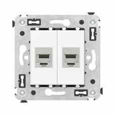 Розетка RJ-45 в стену, кат.6E, Avanti, двойная, белое облако (4400794). Розетка компьютерная модульная. ДКС
