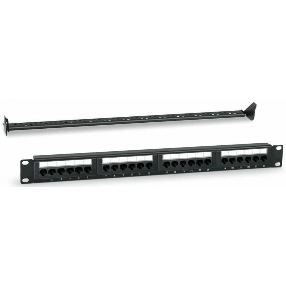 PP-1U-24P-6 (201-032). Патч-панель 19 (1U) 24 порта RJ-45 кат.6. ПожТехКабель