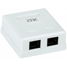 GENERICA Розетка информационная настенная RJ45 кат. 5Е UTP 2 порта (CS2-1C5EU-22-G). Розетка информационная настенная RJ45. IEK