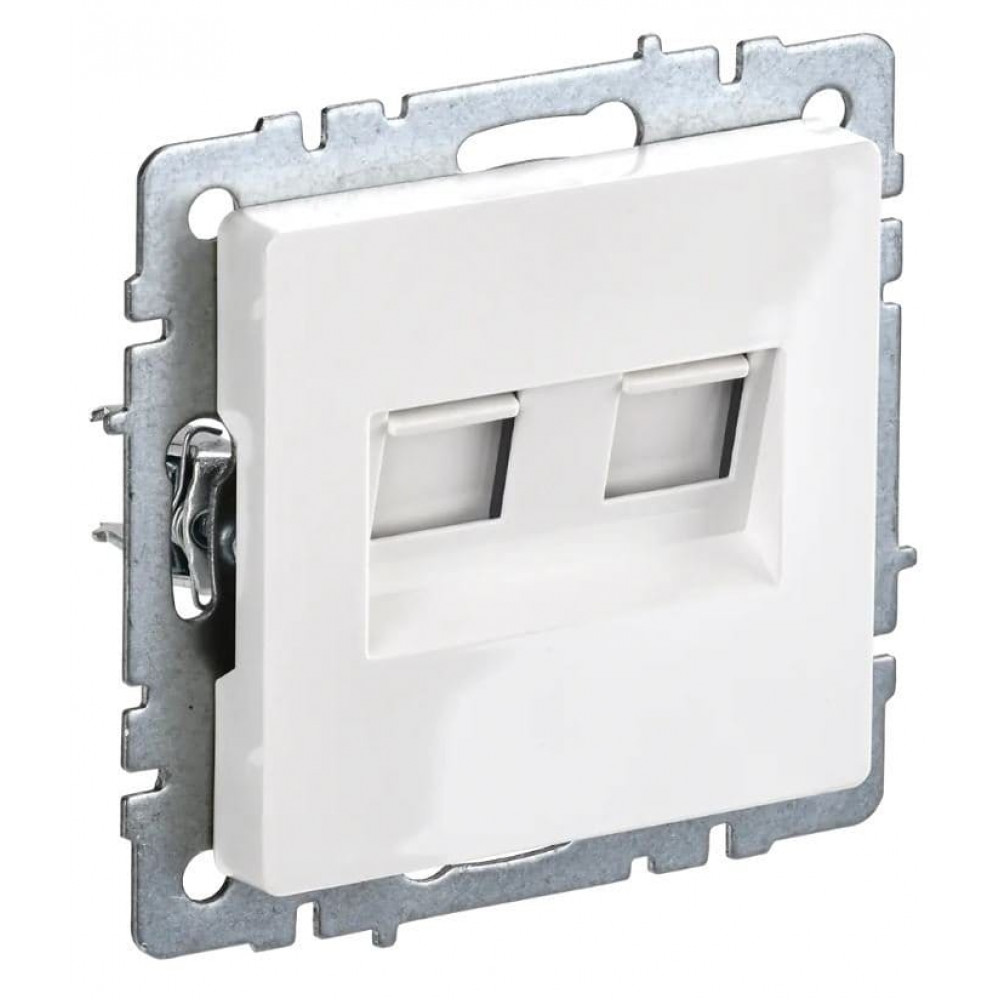 Розетка 2-местная RJ11+RJ45 BRITE РК/Т12-БрБ кат.5E белый (BR-KT20-O-1-K01). Розетка. IEK