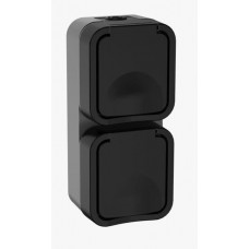TORS Розетка 2-местная вертикальная TS132 открытой установки 16А IP55 графит (TS-R26-16-55-V-K53). Розетка 2-местная вертикальная серии TORS. IEK