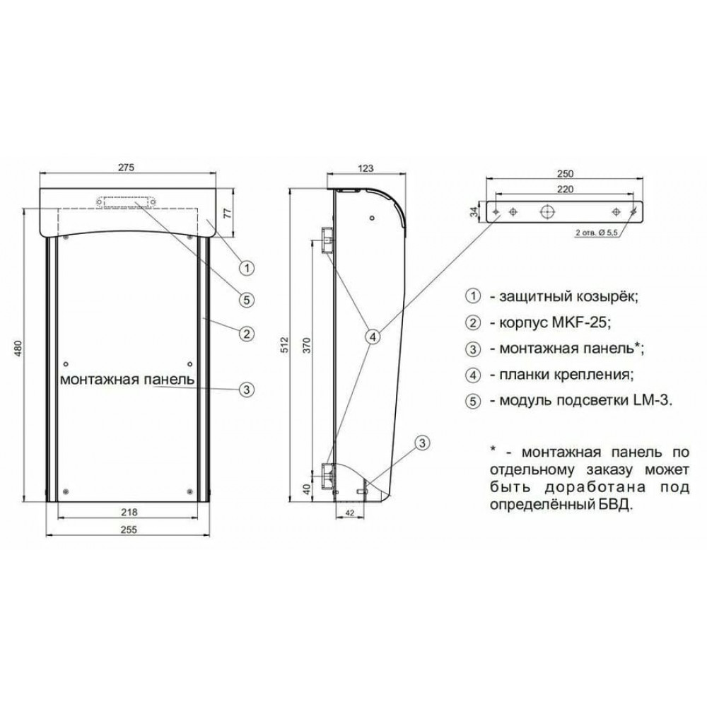 Монтажная панель для ST/MKF-25. Монтажная панель. VIZIT