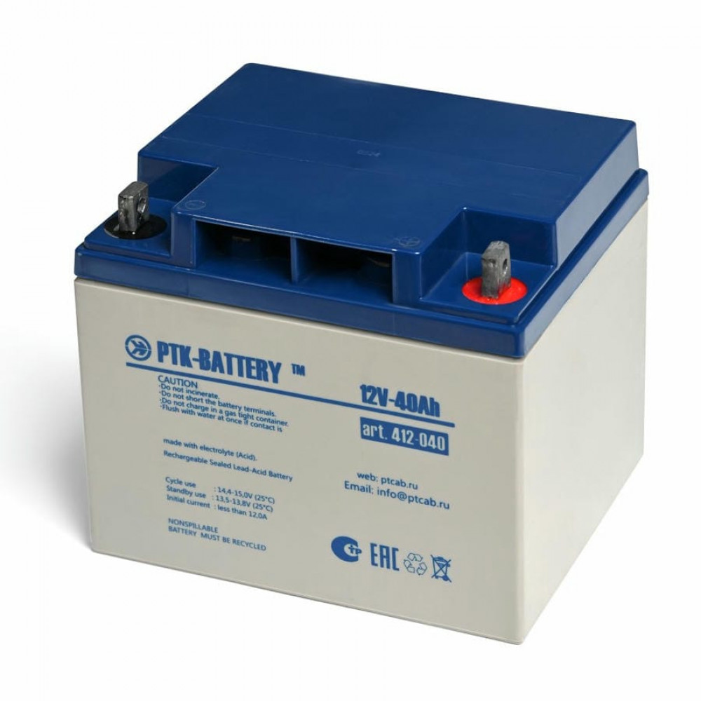 АКБ 12-40 PTK-BATTERY (412-040). Аккумулятор герметичный свинцово-кислотный. ПожТехКабель